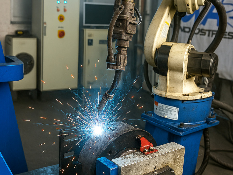 Schweißrobotor arbeitet